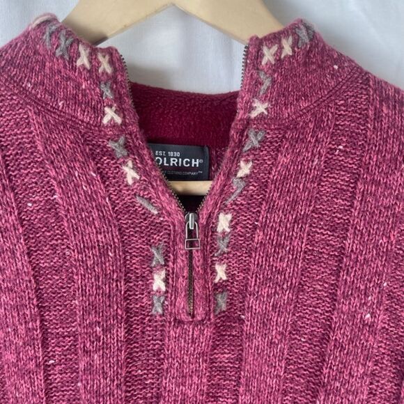 Woolrich Vintage Chunky Space Dyed 1/1 Zip Ramie/Wool Blend Sweater Sz S - Picture 5 of 9